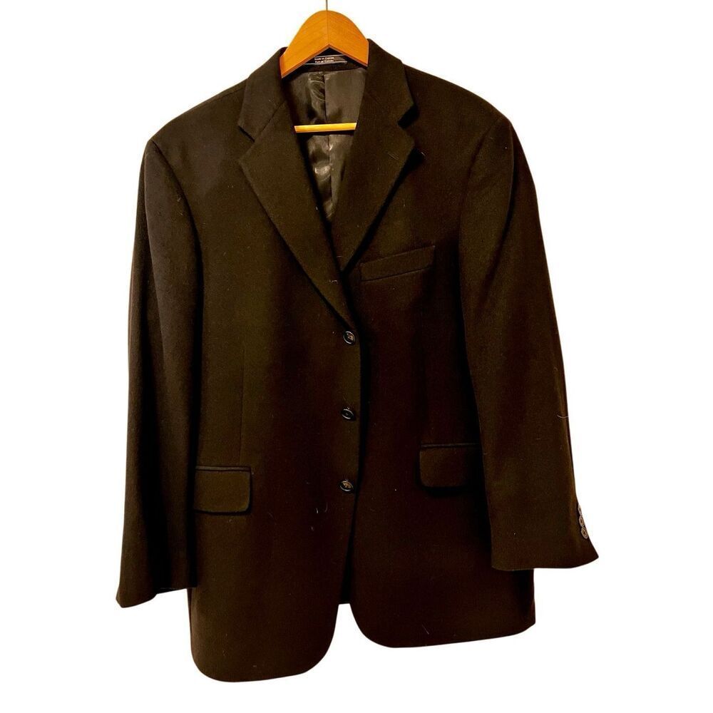 Arnold Brant Mens 44R 100% Cashmere Sports Coat Blazer Jacket Black 3 Button